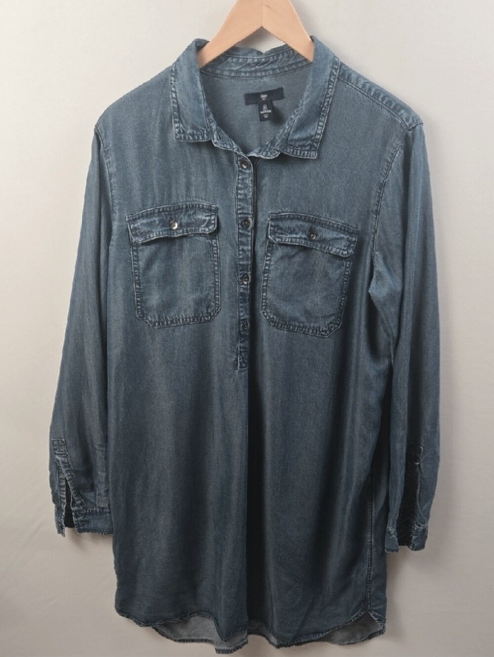 Gap Long Sleeve Relax Denim Shirt Dress - Sz L Cottagecore Farmhouse Euro Boho